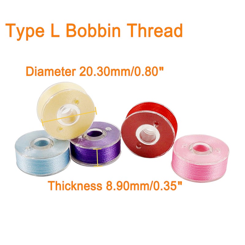 New brothread 25pcs Type L (SA155) Size Assorted Colors Prewound Bobbin Thread Plastic Side for Commercial & Home Embroidery and Sewing Machines - 60 Weight - Image 3